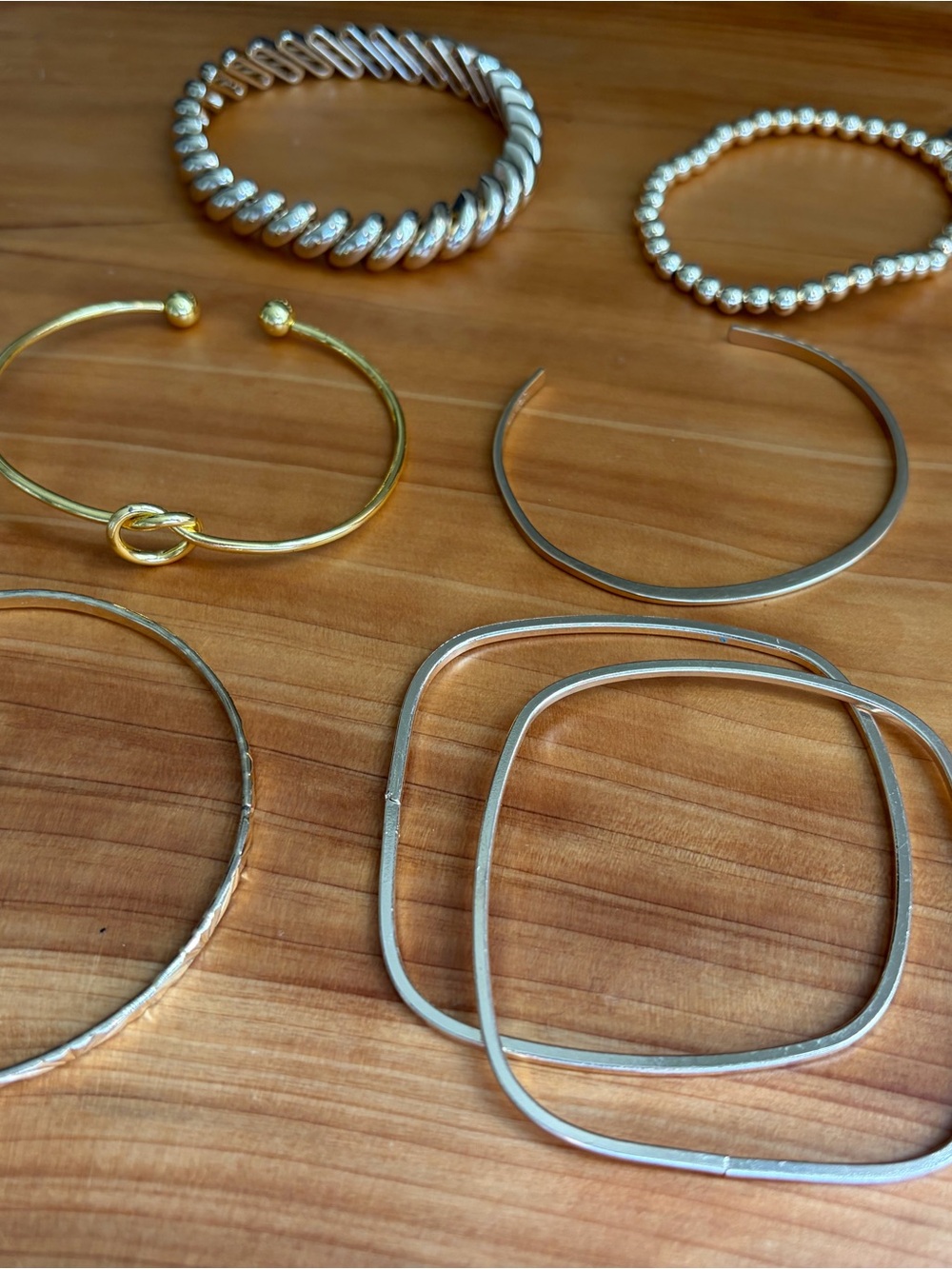 Mixed Metal Stackable Bangle Bracelet Set - Gold & Silver